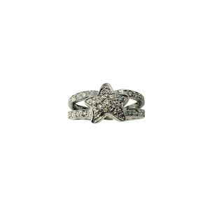 Vintage 14 Karat White Gold and Diamond Star Ring Size 7.5 #11775